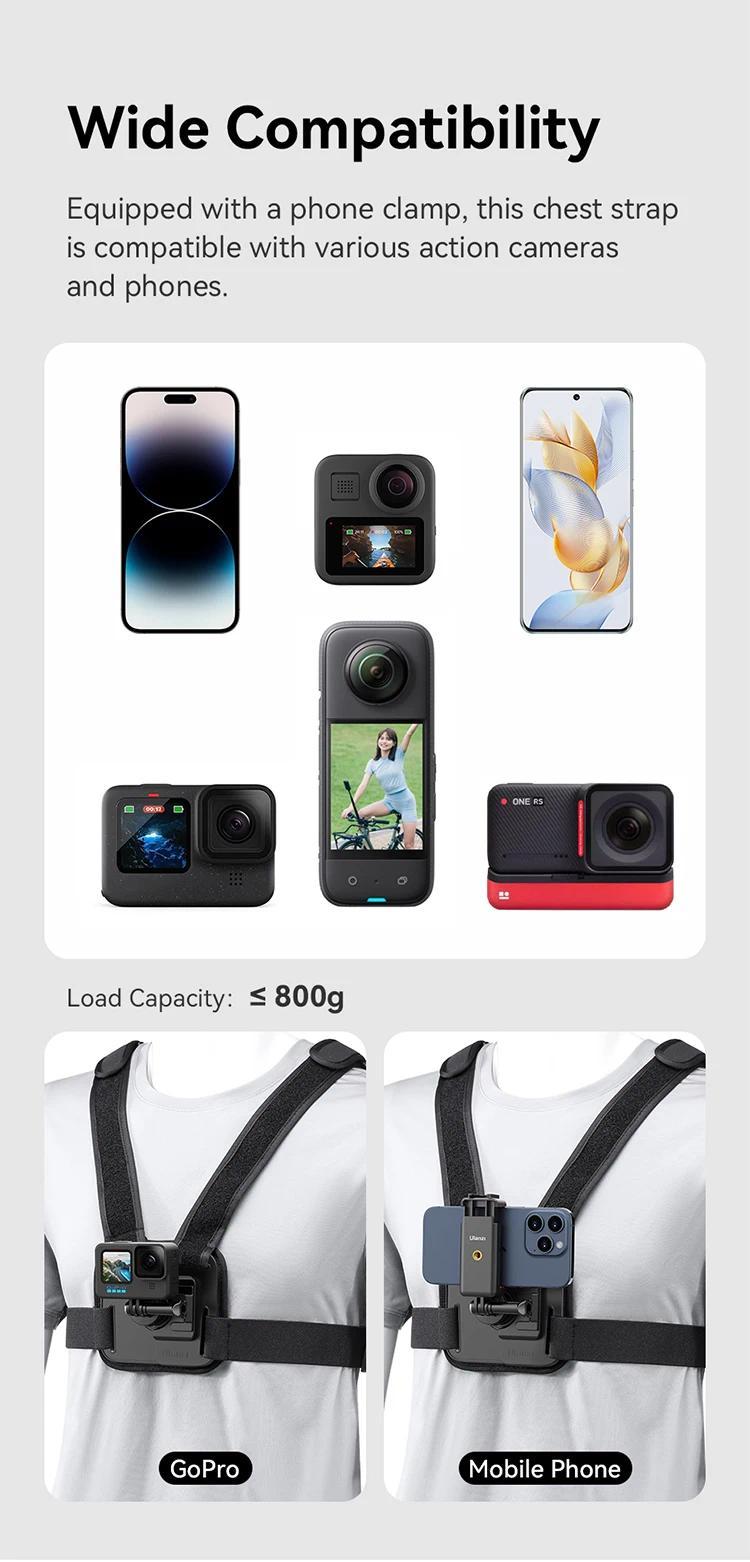 CM027 Chest Head Strap Mount Belt For Smartphone Gopro insta360 x3 dji osmo Pocket 3 Action Camera Accessories Outdoor Video