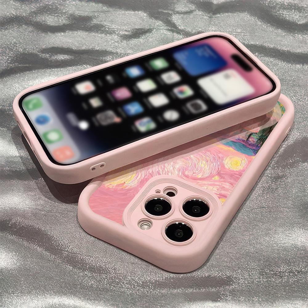 Phone Case - Charming Pink Starry Night Design, Perfect Pink Textured Phone Cover Compatible with for Apple Smartphones Including  iPhone 17 E Air Pro ProMax iPhone16 15 14 Plus 13 12 Mini 11 X XS XR