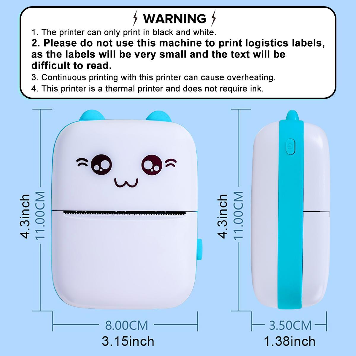 Ink-free Printing Mini Printer, Printing Machine, 1 Set Portable Thermal Printer with 5 Rolls Thermal Printing Paper & 5 Rolls Self-adhesive Printing Paper, Birthday Gifts #GLOBAL PICKS