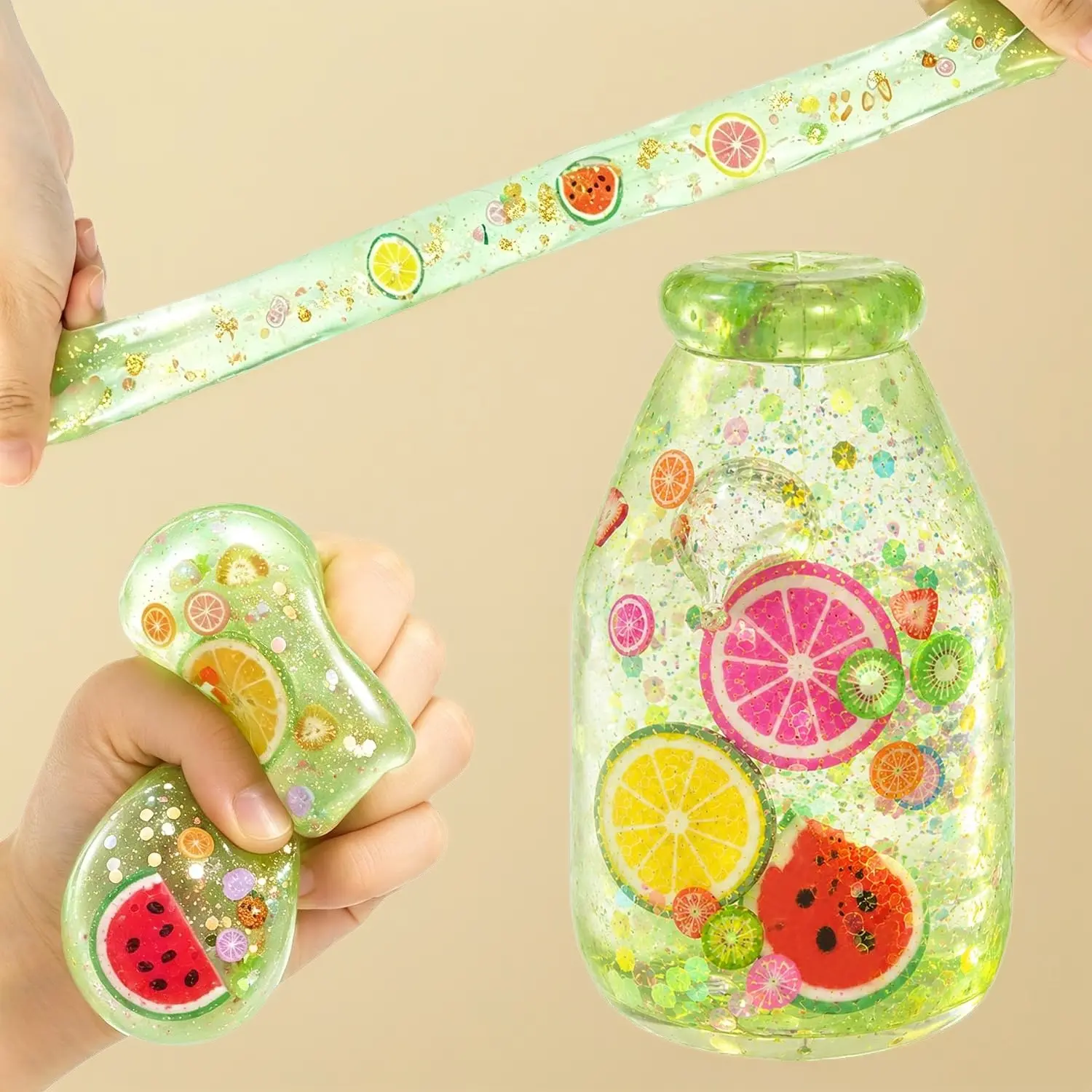 Squishy Slow Rising Fruit Sensory Bottle Fidget Toy Stress Relief Squeeze Ball