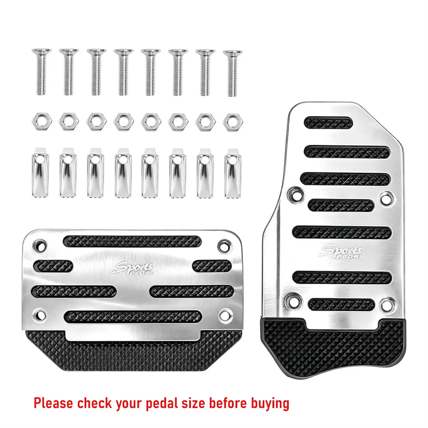2 Piece Automotive Car Pedal Pad Set, Non-Slip Alloy Gas and Brake Pedal Cover, Automatic Transmission Pedal Cover Replacement Kit, Universal Car Accessories