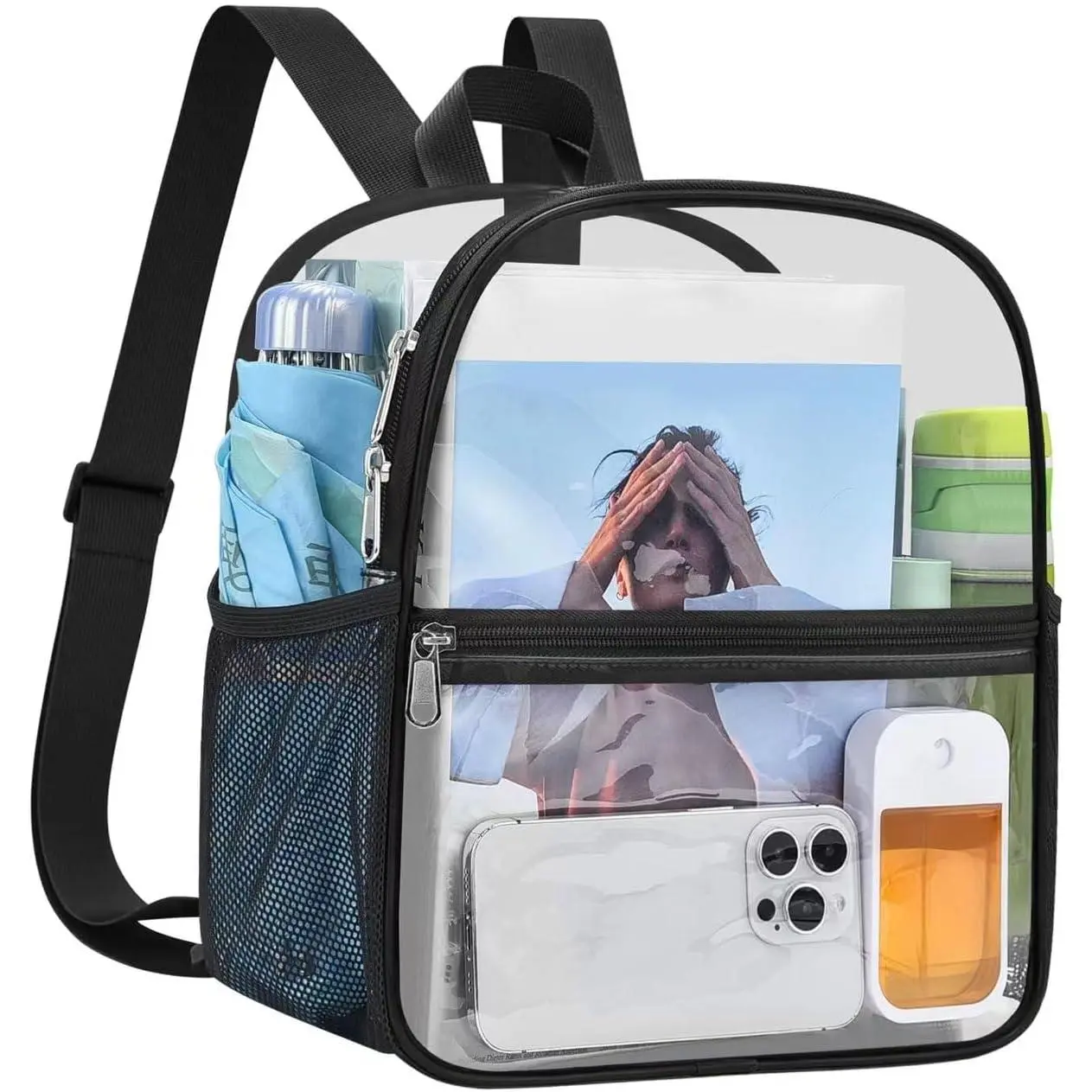 Clear Backpack Stadium Approved 12X11x6  Clear Bag | Stadium Backpack with Adjustable Strap for Concert Work  Event