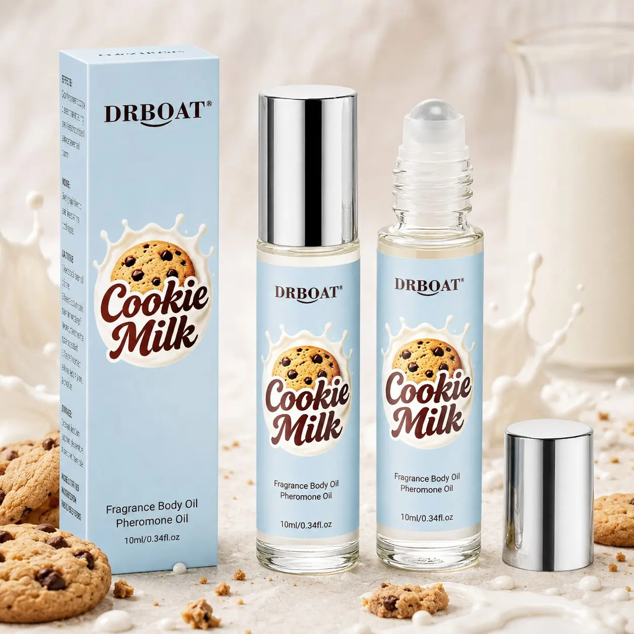 Creamy Milk Cookies Pheromone Oil - 20ml Sweet Milk Cream Roll On Subtle Perfume Oil, Cookies Cake Scent | Romantic Everyday Scent | Long-Lasting | Vegan & Cruelty-Free