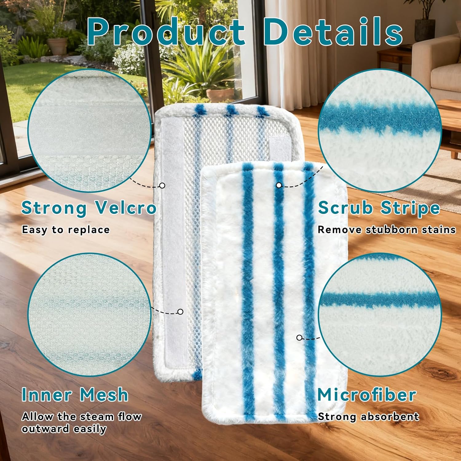 3 Pack Steam Mop Replacement Pads for Black Decker Steam Mop SM1600, SM1610, SM1620, HSM13E1, HSMC1300FX, HSMC1321, HSMC1361SG Cleaner Black and Decker Steam Mop Replacement Pads for Cleaning