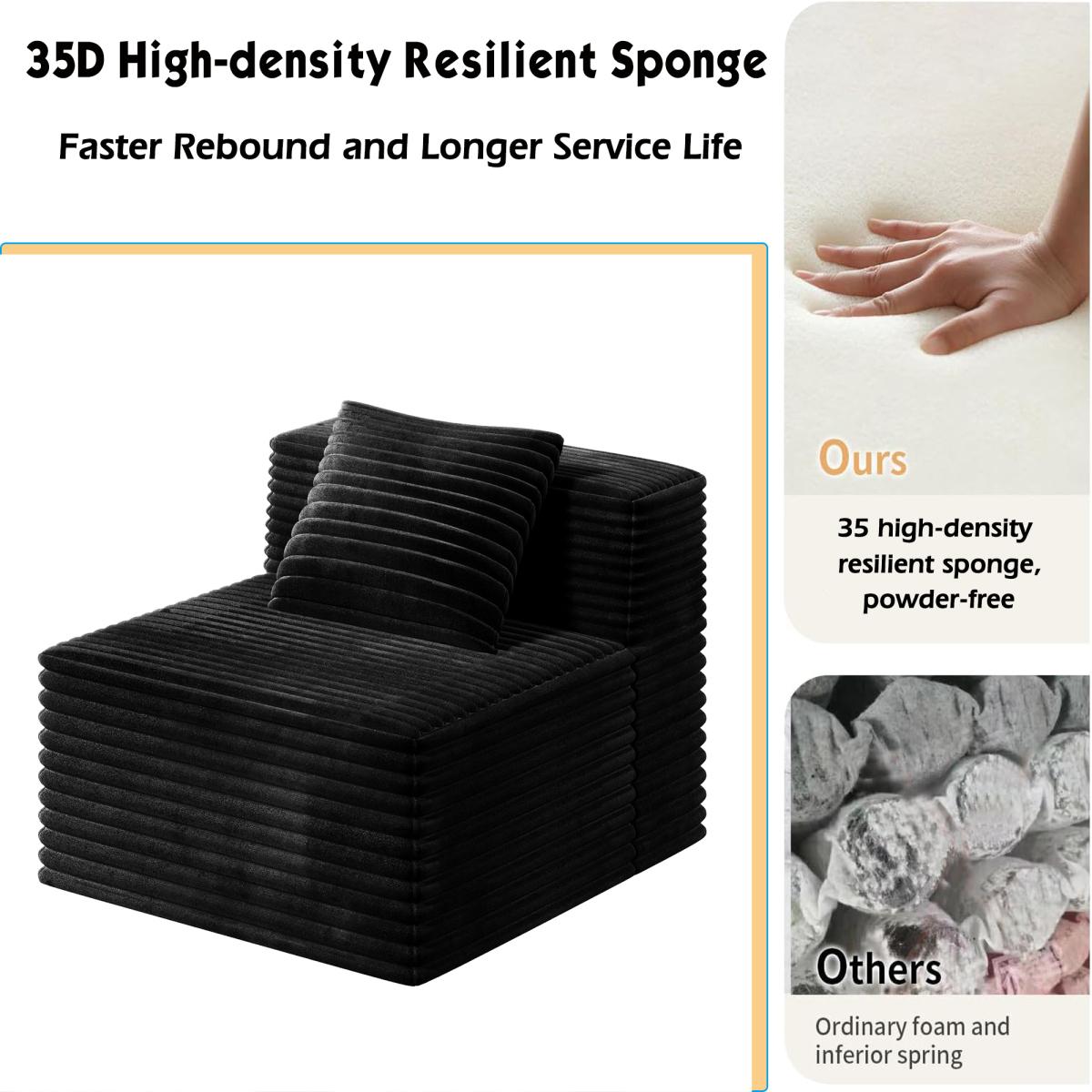 Single Sofa for Modular Sectional Sofa, High Density Memory Foam Couch Boneless Couch for Bedroom Living Room (Single Sofa)