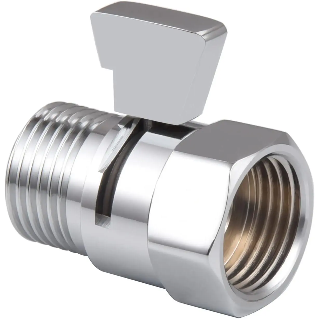 Shower Shut Off Valve, Shower Flow Control Valve,Soild Brass Flow  Regulator for Handheld Shower  G1/2 Chrome