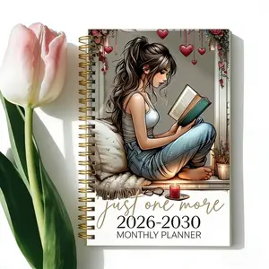 2026-2030 Monthly Planner/Calendar - January 2026 to December 2030, 5-Year Monthly Planner, Women's Reading-Themed Cover Design Notebook, Annual Calendar Planning, Monthly Tabs, 60-Month Calendar, 5.5 inches x 8.3 inches, Thick Paper, Elastic Cover, Durab
