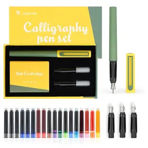Calligraphy Fountain Pen Set for Beginners, Includes 3 Nibs and 18 Ink Cartridges, Perfect for Learning Calligraphy