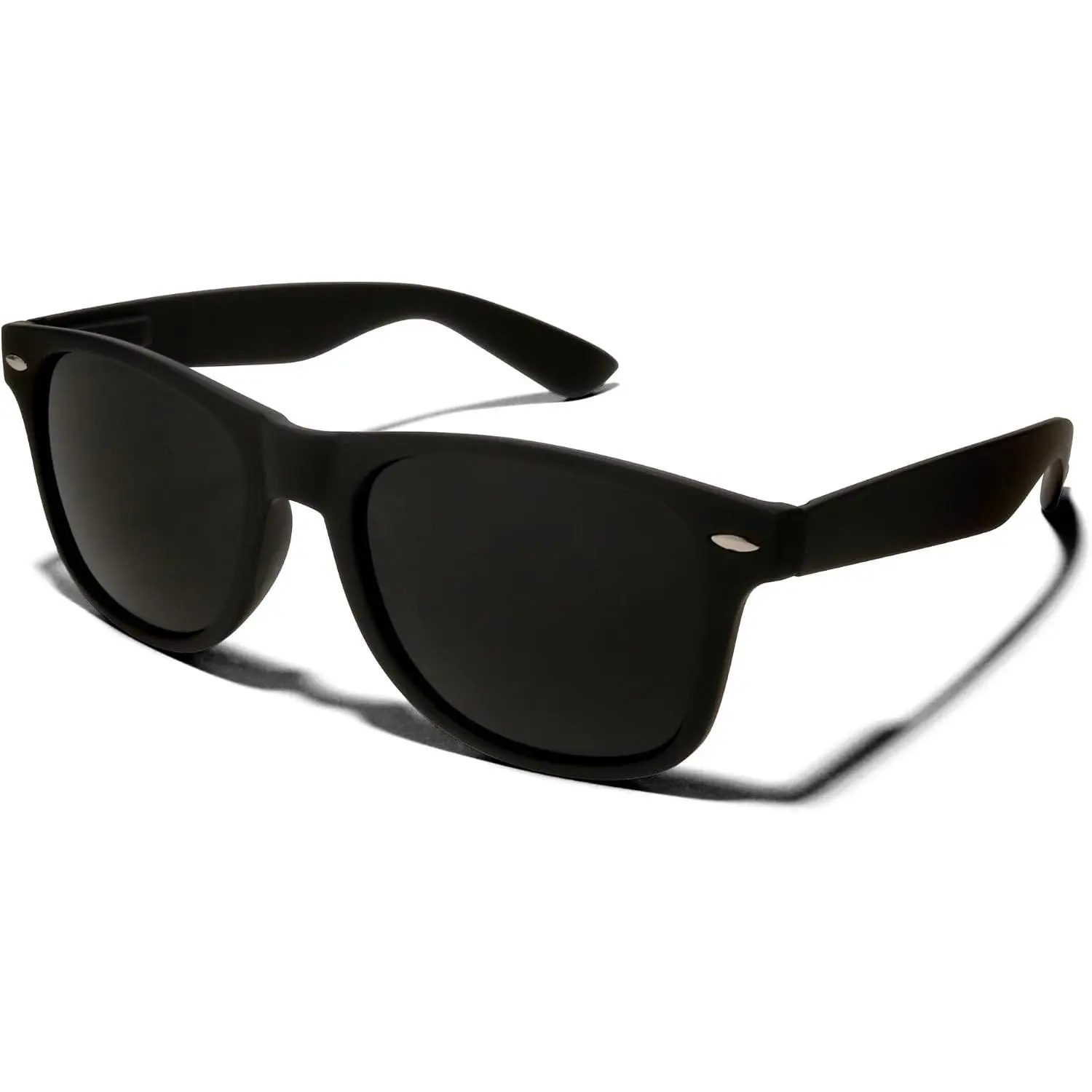 Super Dark Black Lens Round Sunglasses UV Protection Spring Hinge Soft Matte Frame Fashion Shades