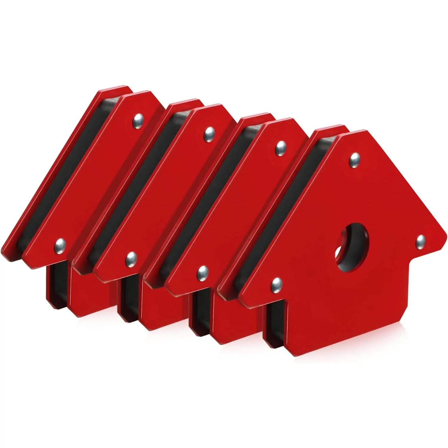 4pcs 3" 25lb Magnets and Clamps Welder Working Mig and Equipment 45° 90° 135° Angle Holder, Red,Black