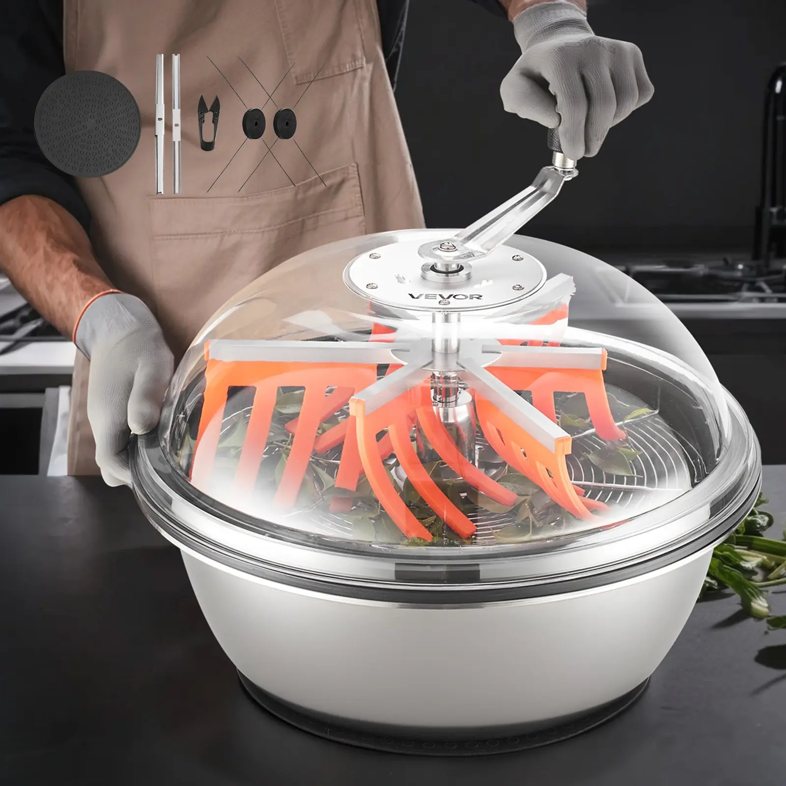 VEVOR Bud Leaf Bowl Trimmer, 19 in Manual Bud Trimmer, with Sharp Stainless Steel Blades, Visual Cutting, Wet & Dry Hydroponic Cutting Machine, Twisted Spin Cut for Plants Leaves Buds Flowers