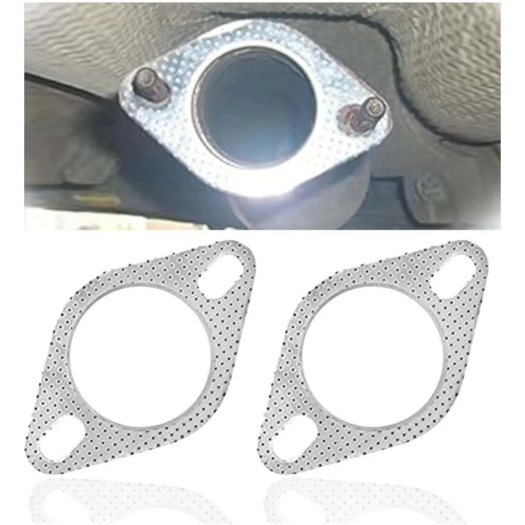 2-Bolt 2.5-Inch Car Exhaust Flange Gasket, Ultra Seal Gasket| Reinforced High Temperature Gasket, Galvanized Standard Exhaust Gaskets, Car Accessories