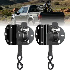 Upgraded Heavy-Duty Retractable Ratchet Straps 2-Pack, Compatible with 2015-2025 Ford F150, Boxlink Plates Mounted Brackets, 10 Ft Auto Retract Tie Down