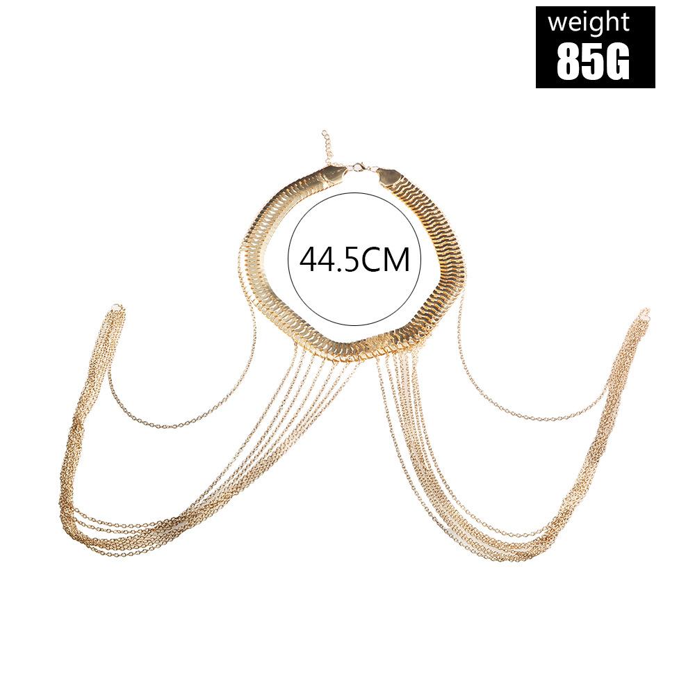 Gold Multi-Layer Tassel Body Chain for Women, 14K Gold Plated Dainty Chest Chain Necklace, Sexy Shoulder Body Jewelry for Party Club