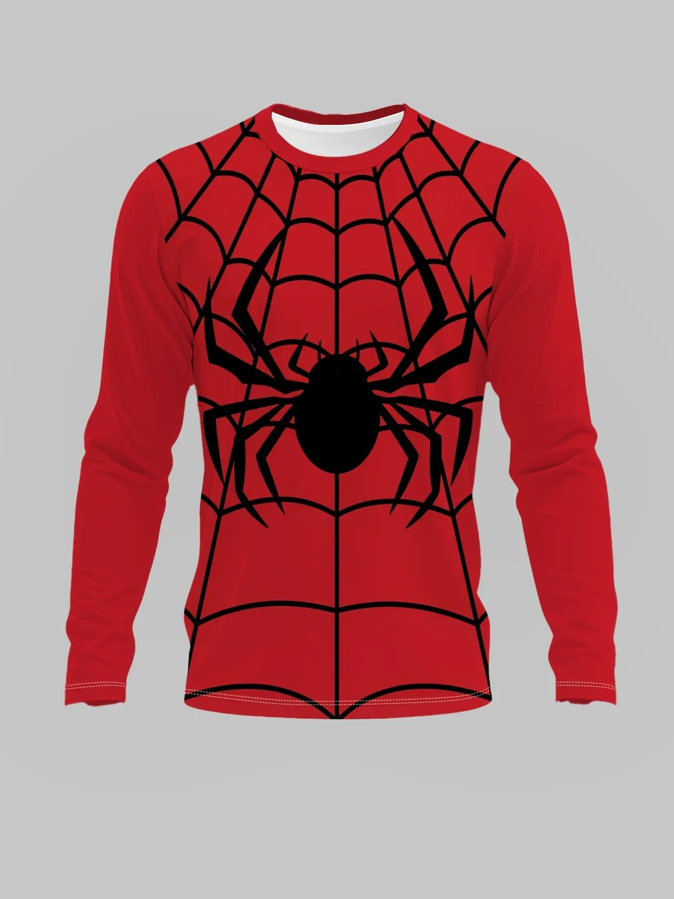Men's Casual Long Sleeve T-Shirt, Spider Print, Breathable Fabric, Perfect for Outdoor Activities, Ideal Gift for Friends