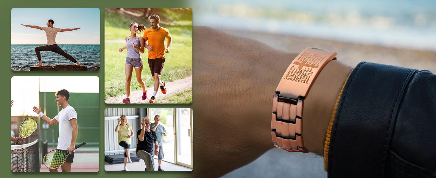 Men's Copper Magnetic Bracelet,99.9% Solid Copper Bracelets with Double-Row Strong Magnets, Adjustable with Sizing Tool Jewelry Box, Copper Bracelet ,  Copper Magnetic Rings，Cross Copper Magnetic Bracelet with Ultra Strength Magnets