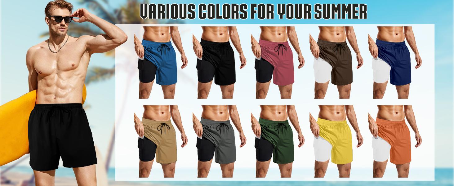 Mens Swim Trunks with Compression Liner 5 Inch Inseam Quick Dry Swim Shorts Mens Swimsuit Board Shorts with Pockets Mens Swim Trunks with Compression Liner 5 Inch Inseam Quick Dry Swim Shorts Mens Swimsuit Board Shorts with Pockets