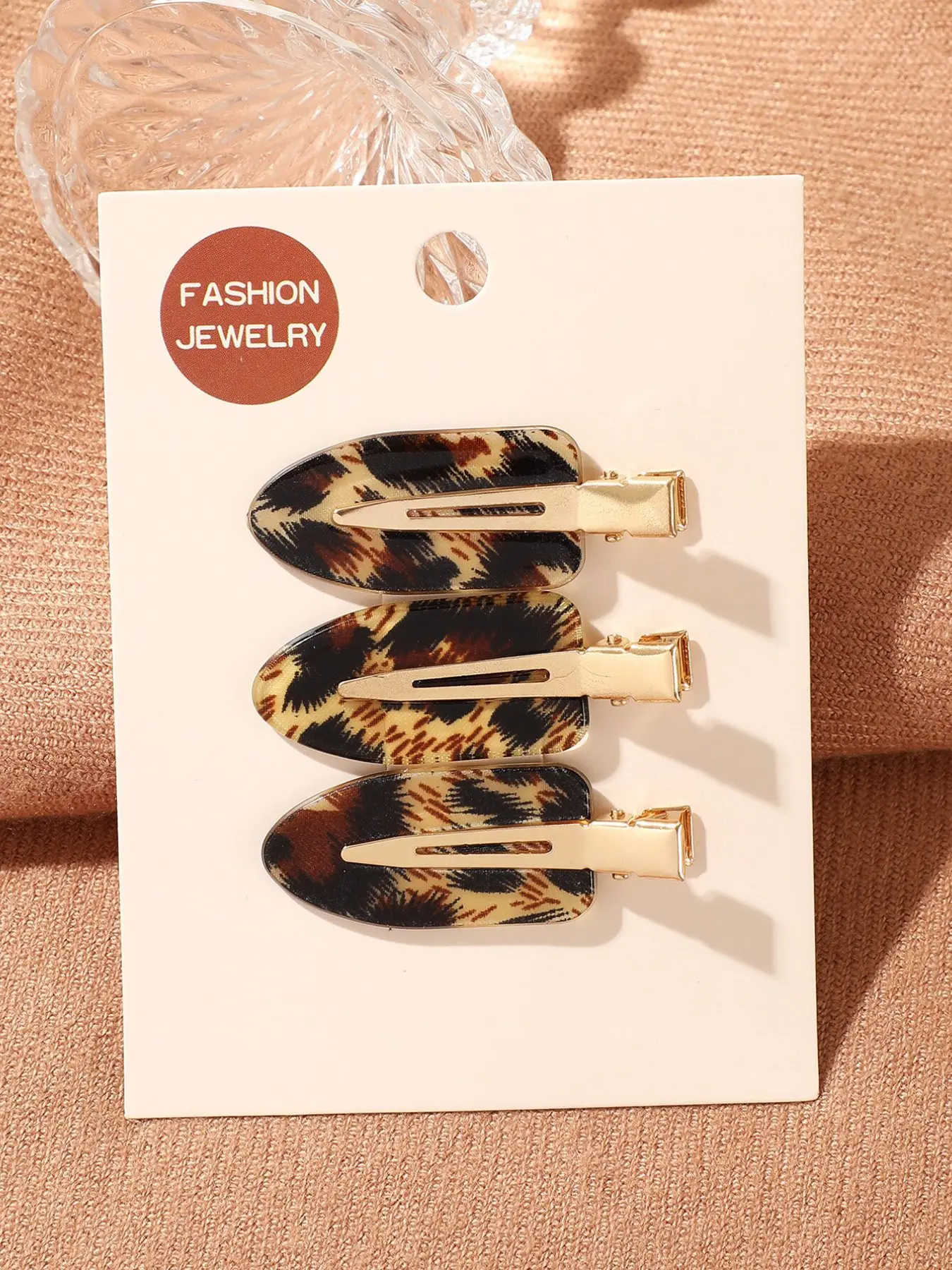 3pcs New Vintage Leopard Print Hair Clips for Women, No-Trace Side Bangs Clamps, Suitable for Daily Wear, Commuting, Office, Hair Accessory