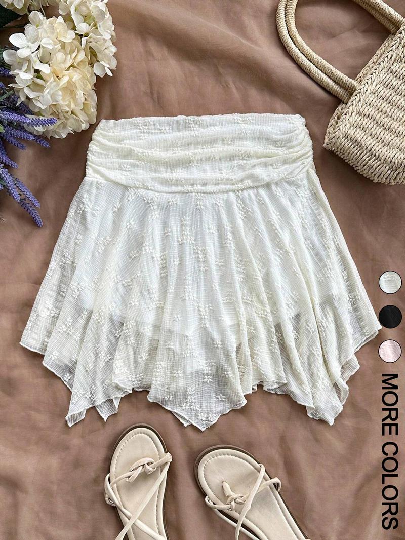 Women's Plain Asymmetrical Hem Skirt, Casual  Short Skirt for Summer, Fashion Women's Skirt for Beach Holiday