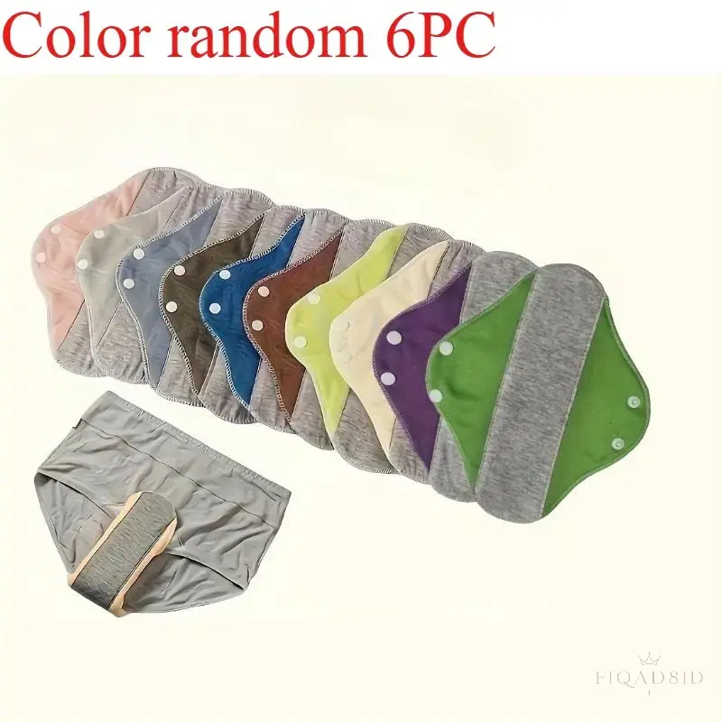6‑Pack Reusable Menstrual Pads, Graphene Absorbent Washable Cloth Sanitary Pads, Leak‑Proof Snap Fastener Design, Reusable Period Pads For Daily Use Camping Hiking Outdoor Personal Care