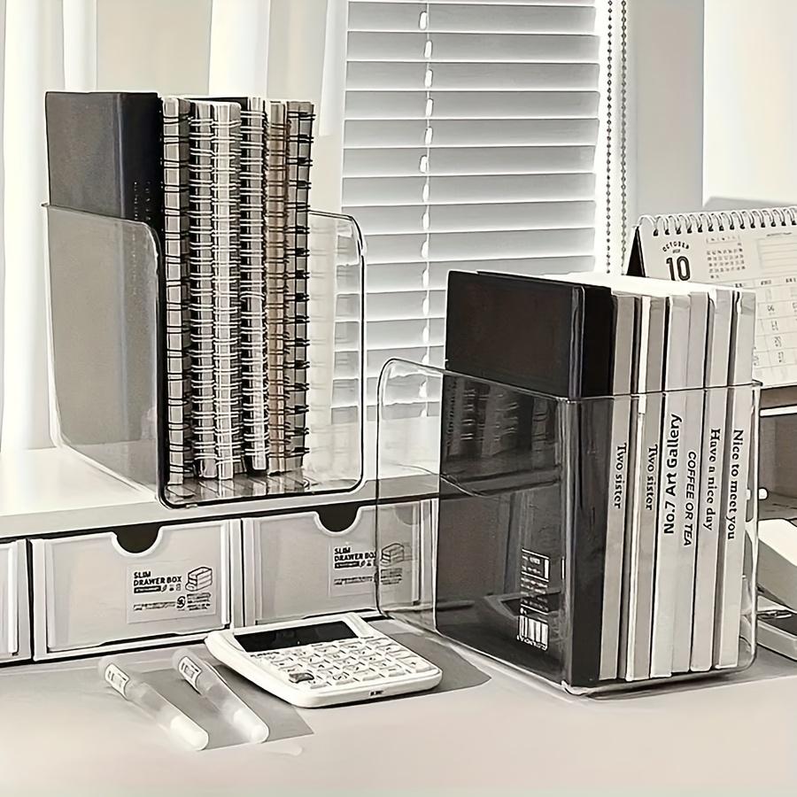 1PC/2PCS Invisible Transparent Acrylic Bookends, Non-marking Desktop Book Baffle, Minimalist Transparent Space-saving Design, Anti-slip Partition Organizer Universal for Students Office Books and File Storage