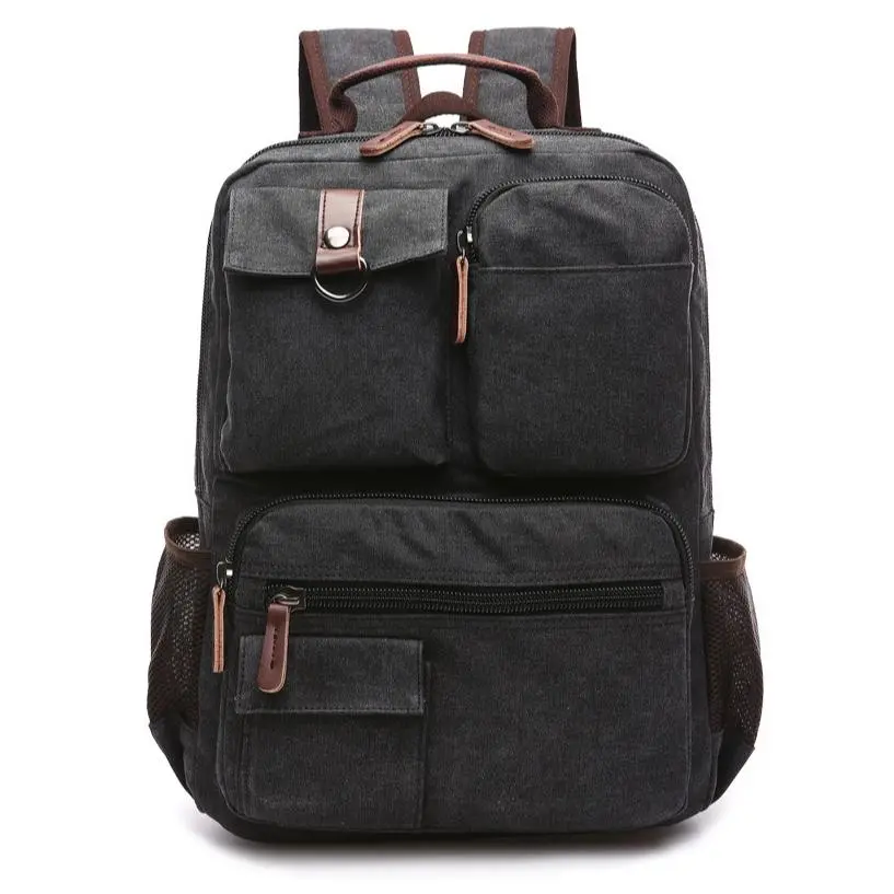 Men's Plain Look Canvas Laptop Backpack - Backpacks for School, Casual Wear with Shockproof Pad, Padded Sleeve, Zip Fastener, Breathable Adjustable Strap, Wear-Resist Fabric, Chic Vibe for Campus, Daily Commute