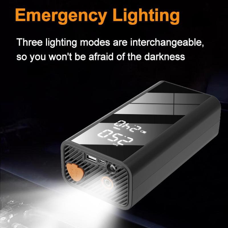 Wireless Air Pump with LED Lighting, 1 Set 12V 4-in-1 Portable Vehicle Battery Jump Starter, Emergency SOS Light, Digital Display, Smart Clip, Tire Pressure Monitor, Autos, Vehicle, Automotive Tire Inflator, Cordless Tire Inflator