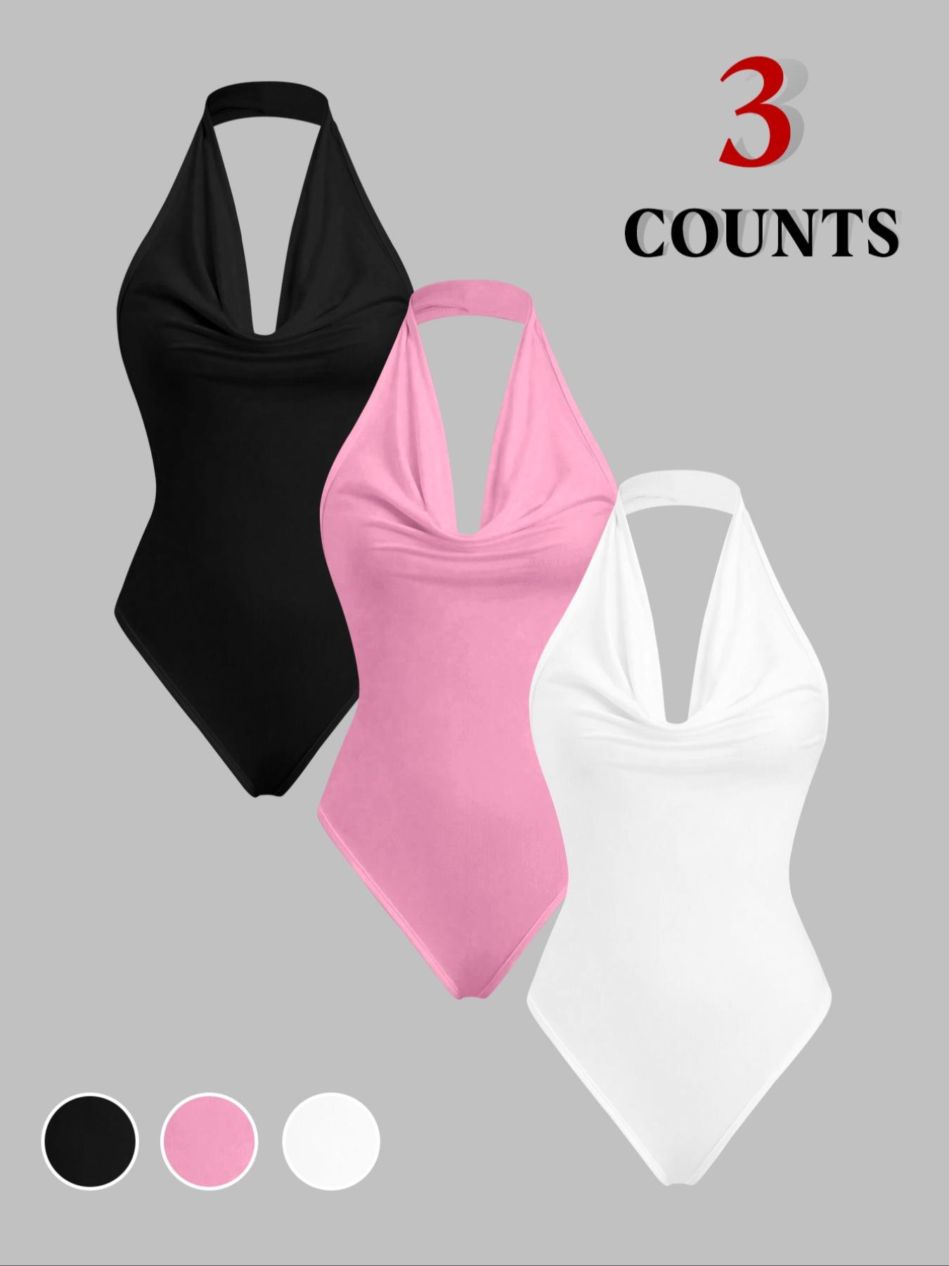 Women's Solid Color Halter Neck Bodysuit, Backless Tank Bodysuit, Casual Sleeveless Bodysuit for Daily Wear, Ladies Clothes for All Seasons, Womenswear