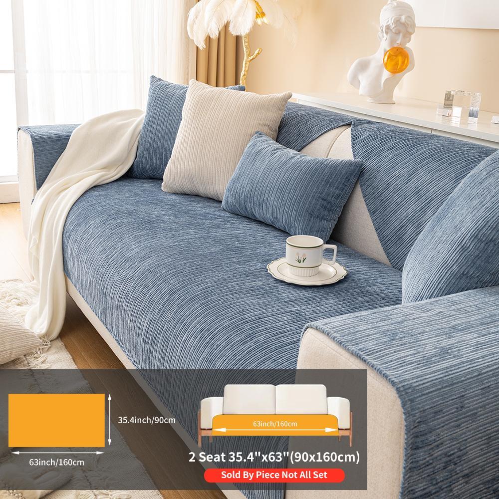 Solid Color Jacquard Chenille Sofa Cover, Jacquard Couch Covers, Non-Slip Sofa Slipcover Protector for Home & Living Room, Fits 1- to 4-Seat Sofas, Sofa Couch Cover