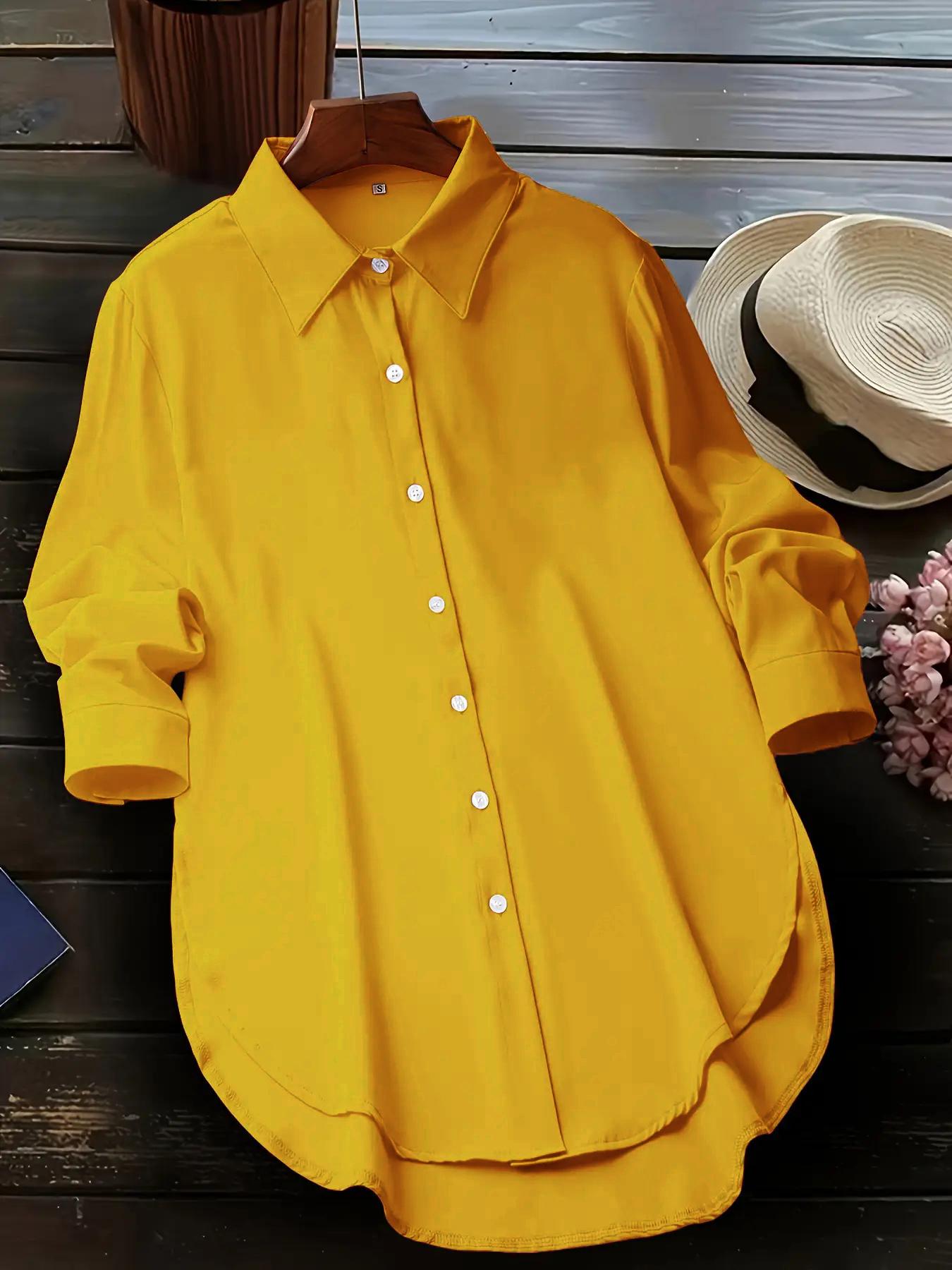 Elegant Fashion Women's Collared Long Sleeve Shirt, Fitted Outer Shell, Moderate Fabric Thickness, Casual Style, Spring & Fall Wear Elegant Fashion Women's Collared Long Sleeve Shirt, Fitted Outer Shell, Moderate Fabric Thickness, Casual Style, Spring & Fall Wear