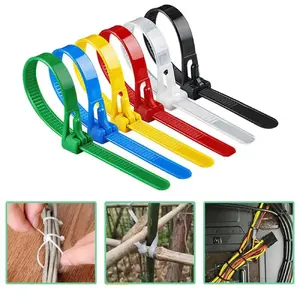 2026 New 100Pcs Colored Plastic Cable Ties, Heavy Duty Reusable Self-Locking Nylon Zip Ties, 50Lbs Tensile Strength Indoor Outdoor DIY Wire Organizer Supplies