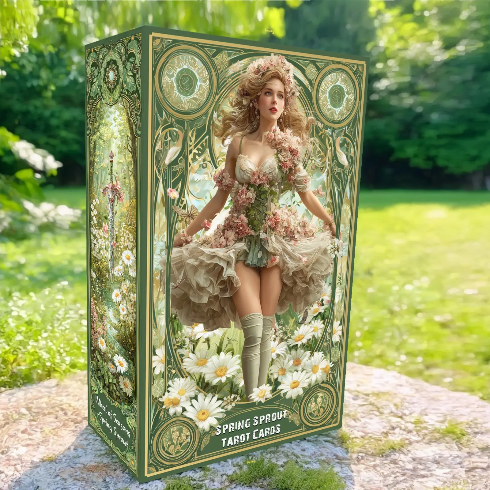 Tarot Cards for Beginners with Guidebook, Spring Sprout Tarot Deck, 80 Oracle and Tarot Cards, 400 GSM Premium Cards with Gilded Learning Edges, Rider-Waite Based Spiritual Guidance