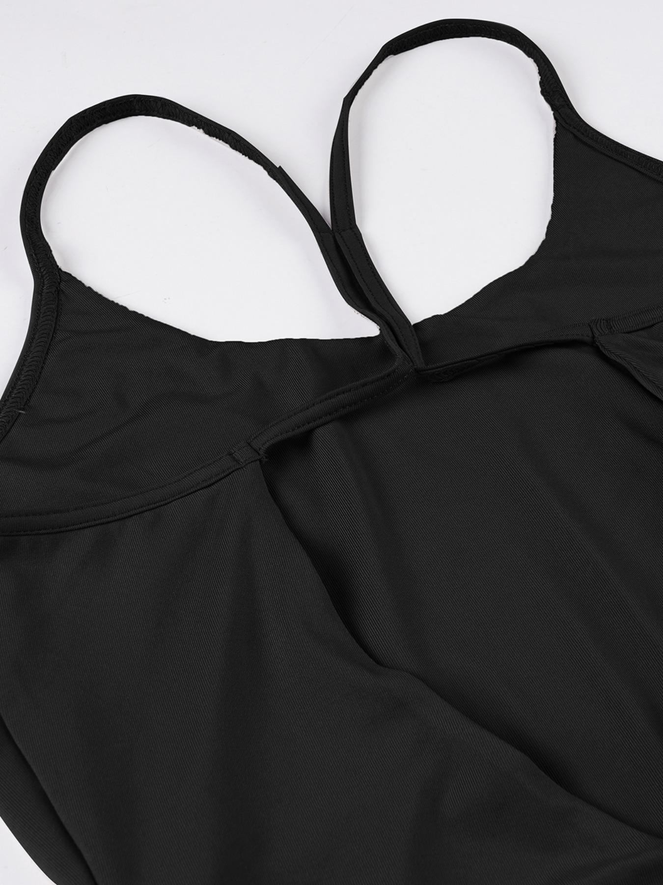 Women's Solid Backless Cami Bodysuit, Casual Street Fashion Sleeveless Bodysuit for Daily Wear, Ladies Clothes