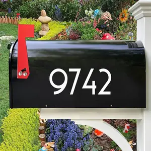 White Mailbox Numbers Sticker Decal  Cut Uzbek Style Vinyl Number 3" Self Adhesive 5 Sets for Mailbox, Signs, Window, Door, , , , Business, Address