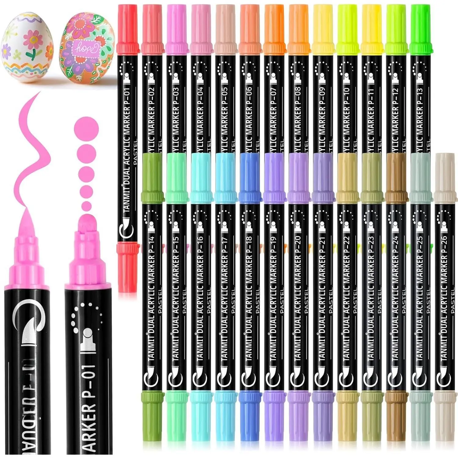 26 Colors   Markers,  Tip   Pens for Rock Painting, Black Paper, , Canvas, Stone, Glass, Ceramic, DIY Crafts Making Art Supplies