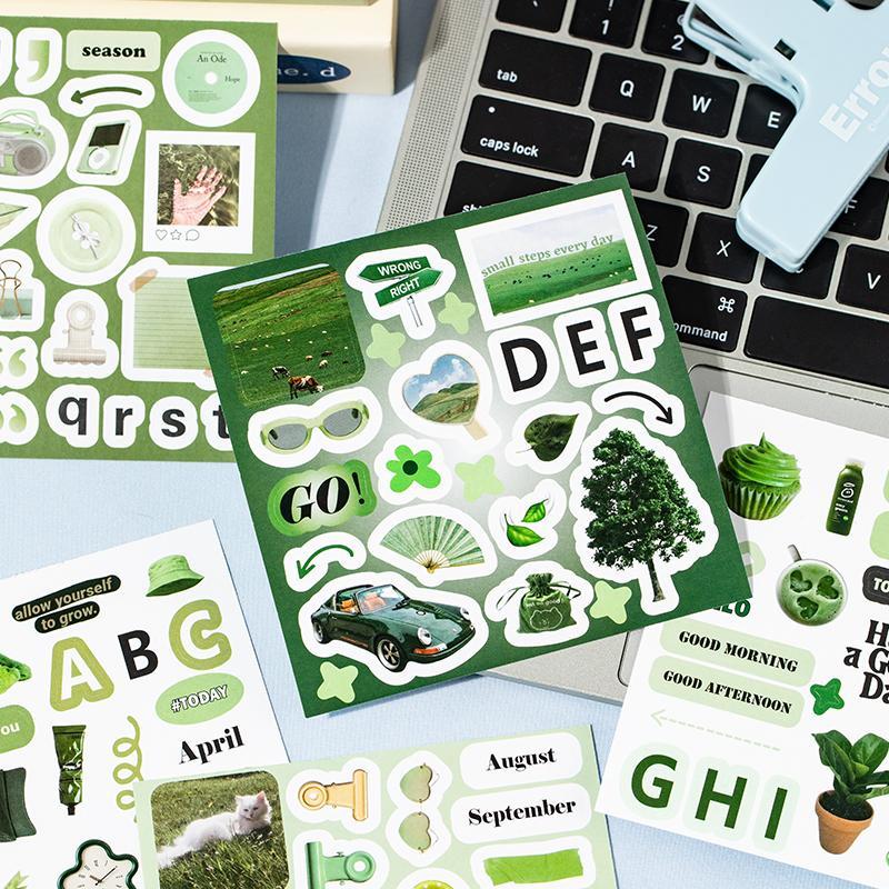 Square Art Sticker Book, 20 Sheets/book Vintage Style Design Stickers, Alphabet Stickers, Creative DIY Decorative Sticker Scrapbook Materials for Notebooks, Water Bottles, Photo Albums, Gift-Wrapping Labels and Handmade Crafts, Sticker Collage Pack