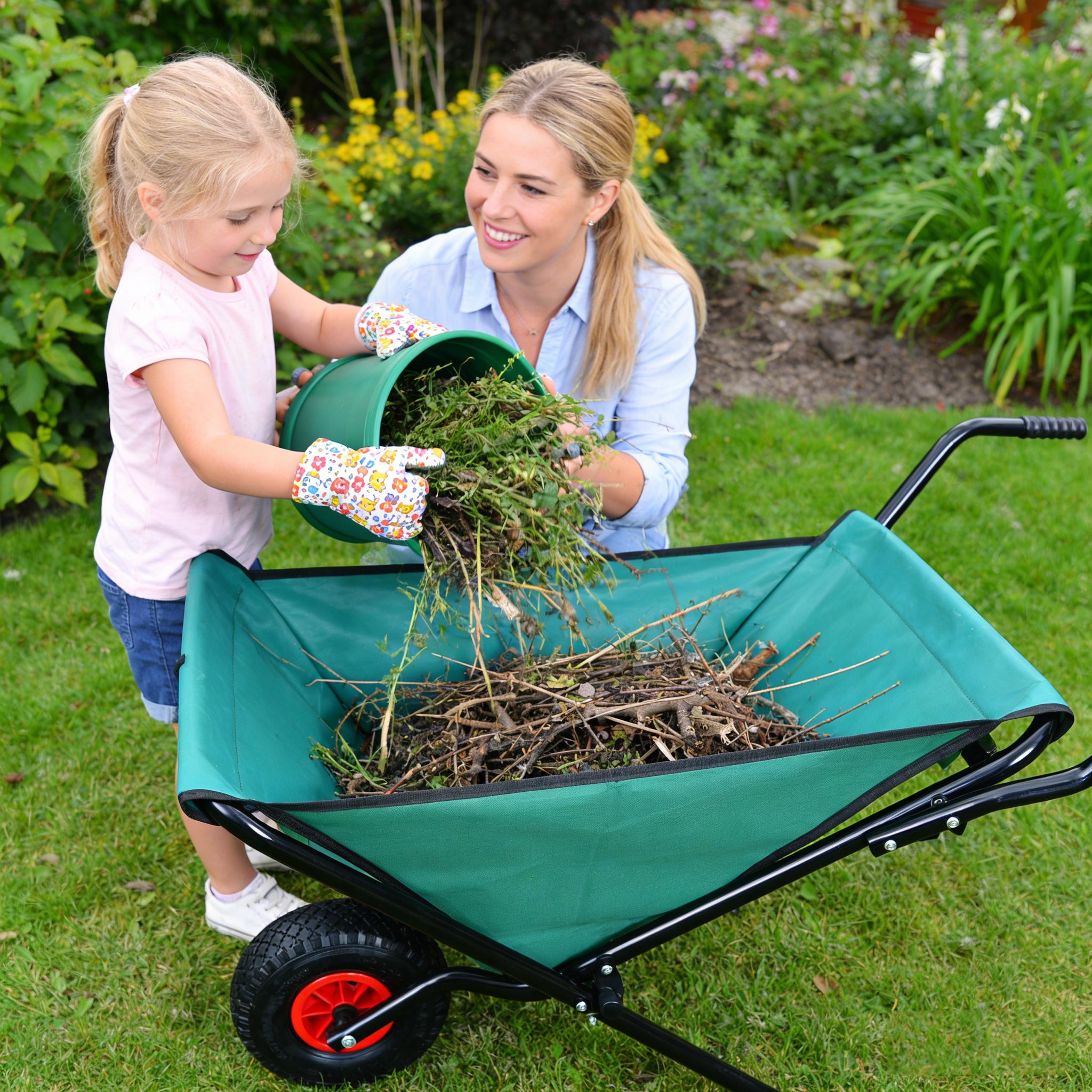 Collapsible Wheelbarrow 176 Lbs Folding Yard Garden Wheelbarrow Foldable Lightweight Gardening Heavy Duty Oxford Cloth Green Lawn Cart for Grass, Leaf, Garden Supplies, 10" Pneumatic Tire Collapsible Wheelbarrow 176 Lbs Folding Yard Garden Wheelbarrow Foldable Lightweight Gardening Heavy Duty Oxford Cloth Green Lawn Cart for Grass, Leaf, Garden Supplies, 10" Pneumatic Tire