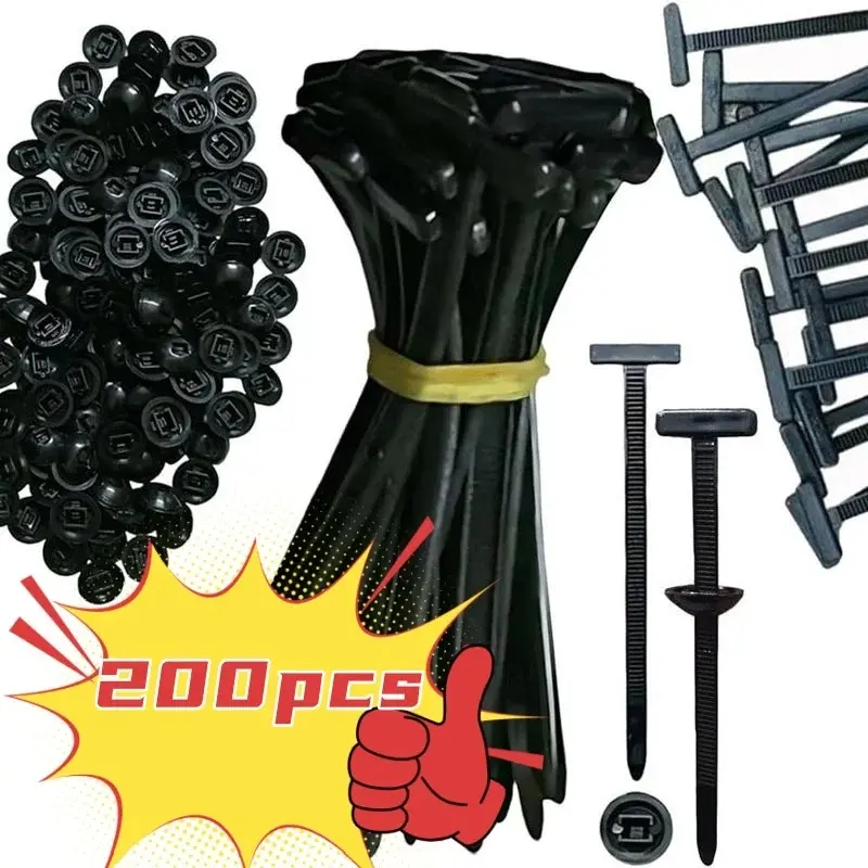200/100/50Pcs Self-Locked Nylon Cable Tie Push Clips Wire Tie Released Zip Straps Car Pipe Cable Fastener Bundle Fixed Binding Installation