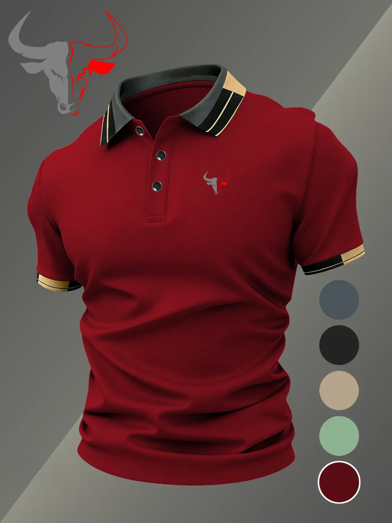 Men's Geometric Print Polo Shirt, Fitted Casual Style, Breathable and Comfortable, All-Season Wear, Durable and High-Quality