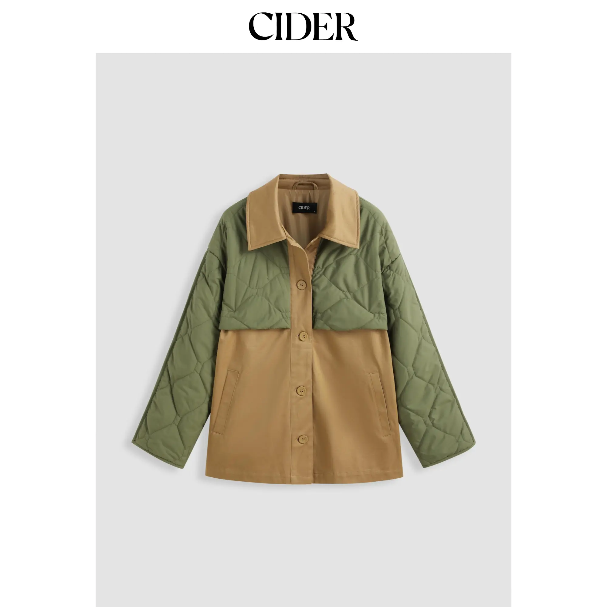 Cider [size 4-8] Collar Geometric Patchwork Puffer Jacket
