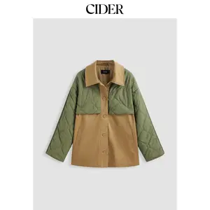 Cider [size 4-8] Collar Geometric Patchwork Puffer Jacket