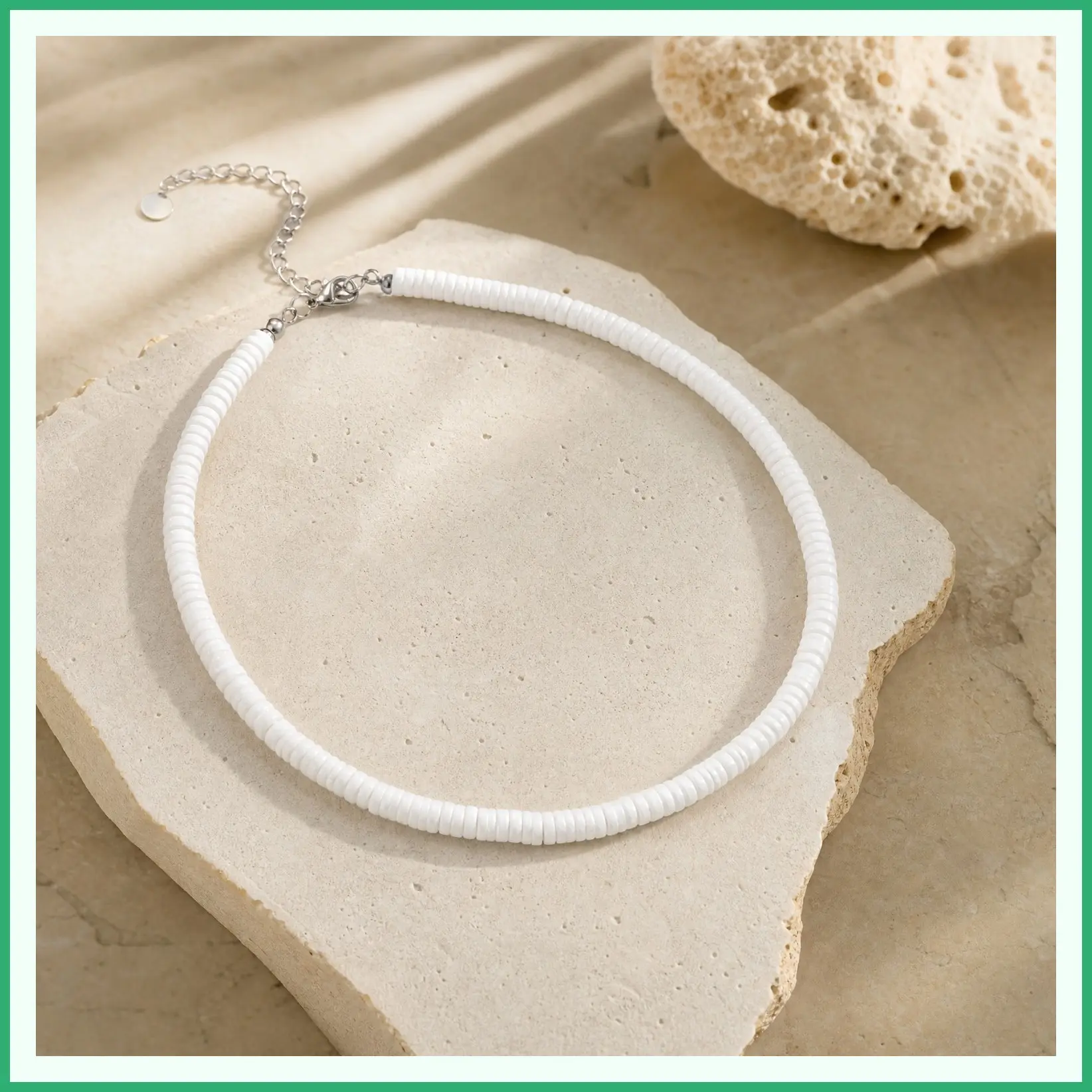 Puka Shell Necklace for Men Women - Smooth Seashell Choker Summer Beach Surfer Jewelry