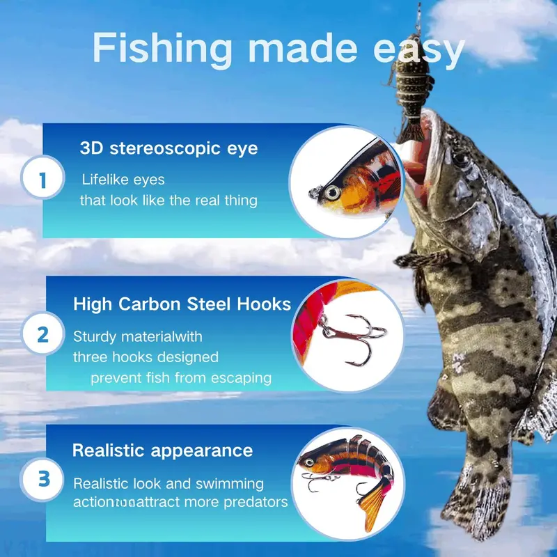 5 Pack Fishing Swimbaits - Slow Sink Lifelike Lures For Bass, Trout & Saltwater Fish
