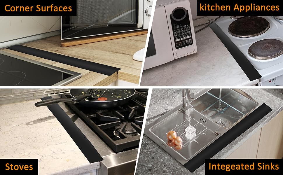 The Ultimate Kitchen Gap Solution 4-Pack Heat-Resistant Silicone Stove Guards | Non-Slip Counter Filler & Crumb Protector