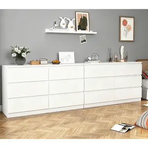 White Modern 6-Drawer Dresser for Bedroom - Wide Wood Storage Chest with Deep Drawers, Large Bedroom Organizer Furniture for Closet, Tall Dresser with Smooth Gliding Drawers SummerVibes