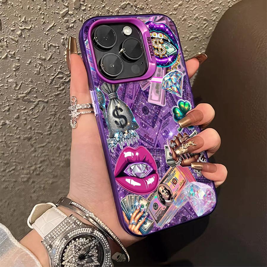 Luxury diamond banknote pattern phone case, drop-resistant hard case, stylish and personalized, can be given as a gift to friends, suitable for iPhone 17/16/15/14/13/12/11/X/XS/XSMAX/XR/7P/8P/16E/17E