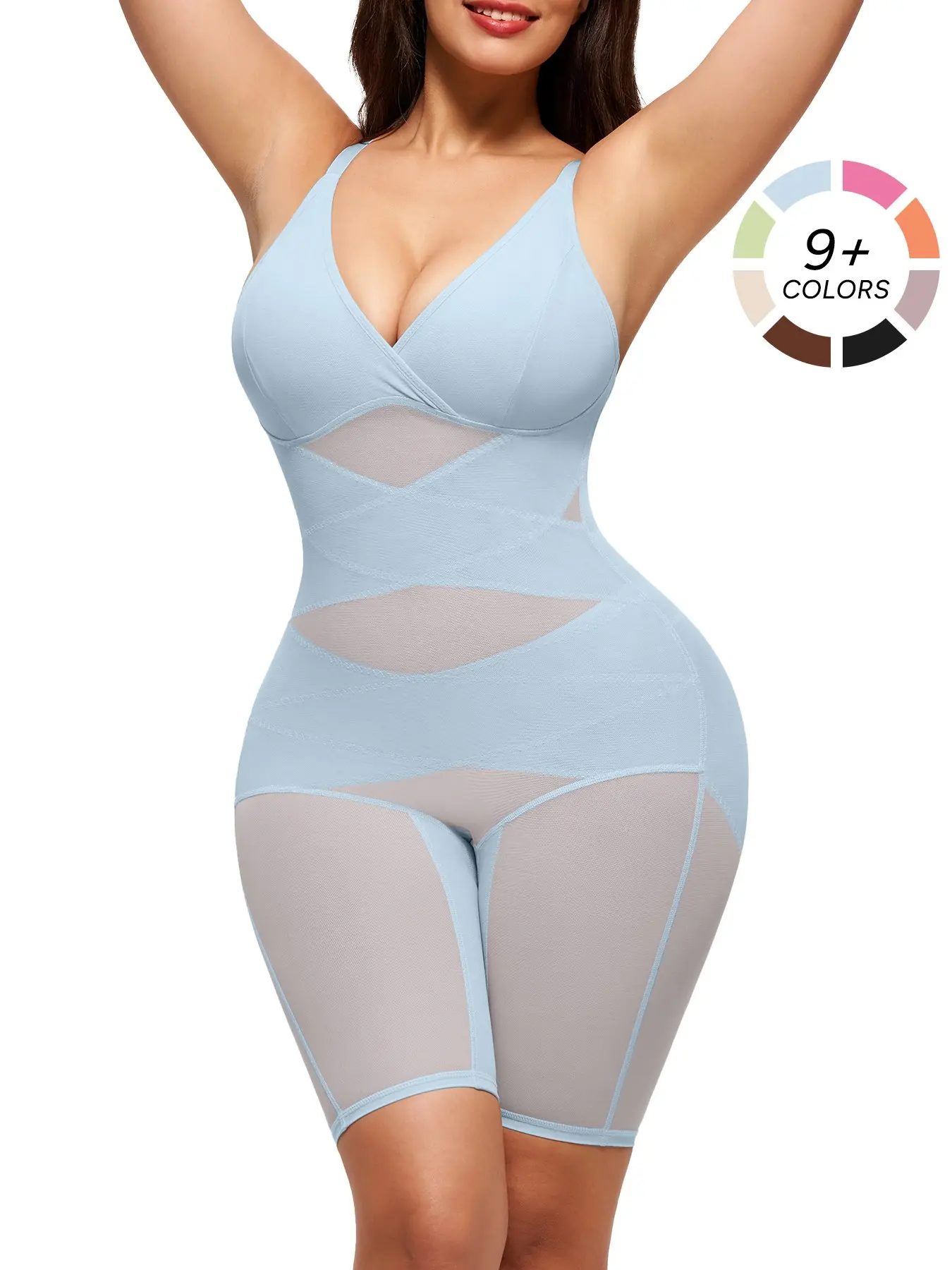 Women's V-Neck Mesh Shaping Romper, Tummy Control Shapewear, Faja, Breathable Full-Body Shaper, All-Season Wear Women's V-Neck Mesh Shaping Romper, Tummy Control Shapewear, Faja, Breathable Full-Body Shaper, All-Season Wear