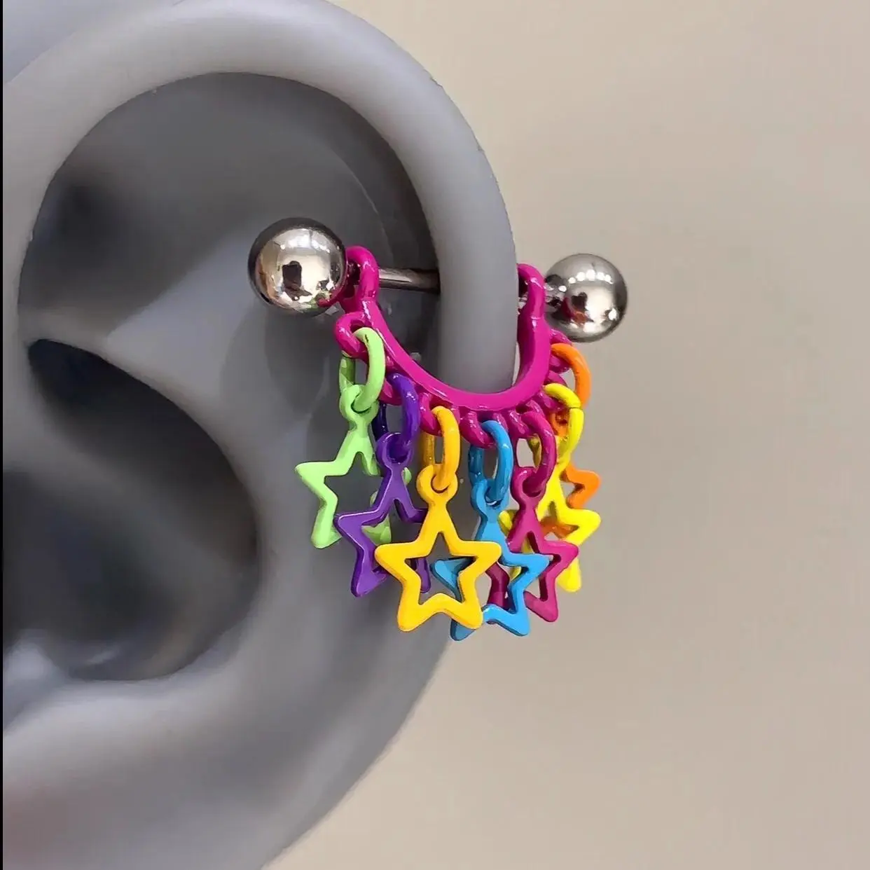 Punk Dopamine Shiny Star Tassel Colored Ear Bone Studs for Women Creative Luxury  Allergy Prevention Earrings Jewelry Gifts 2026