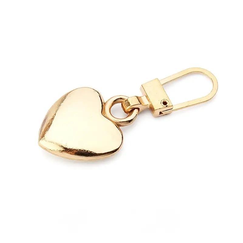 Heart Shaped Zipper Pull Replacement, 5 Counts Detachable Metal Zipper Pull Kit, Accessory for Coats Backpacks Jackets Pants Jeans Suitcase Purses Handbags