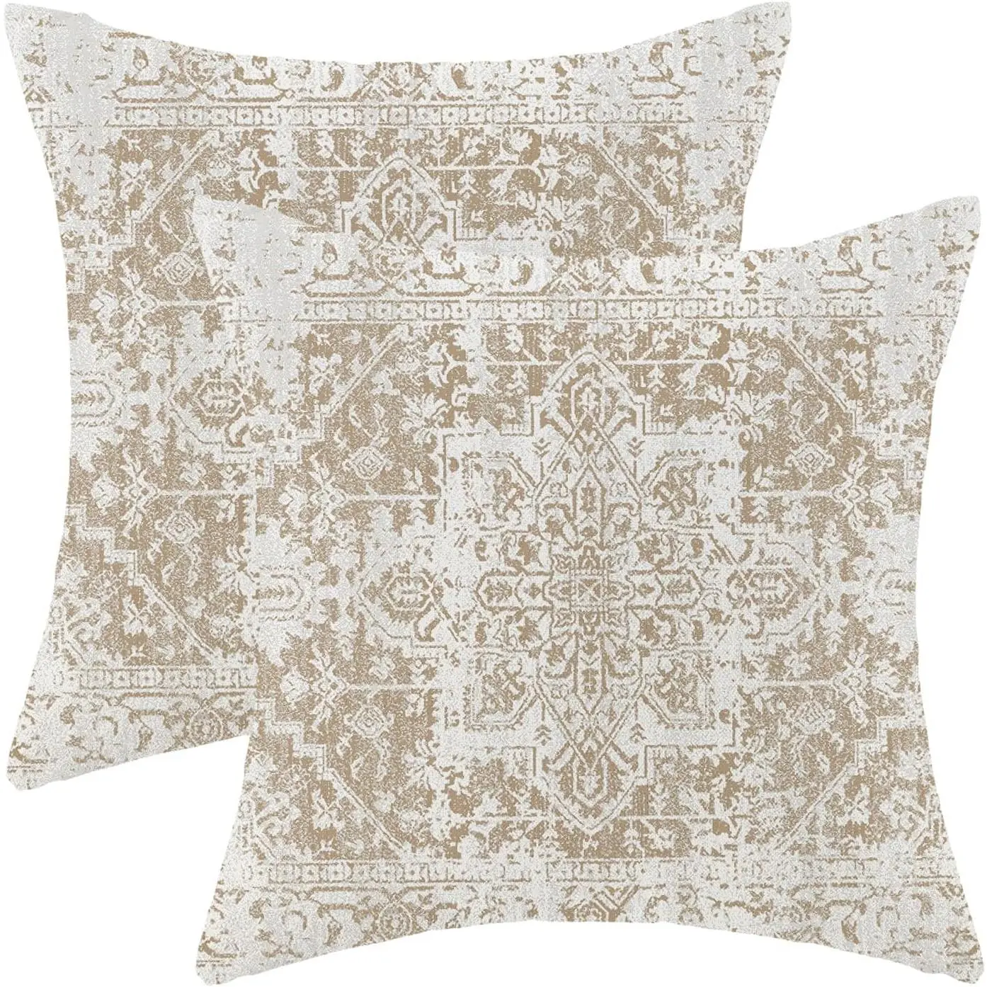 Boho Pillow Covers 20x20 Inch Set of 2,Carpet Pattern Throw Pillows Case,Brown Beige White Ethnic Decorative Square Farmhouse Decor Cushion Covers for Home Sofa Bed Couch